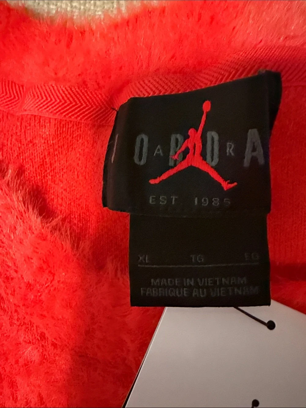 Jordan Red Fuzzy Crewneck with White Logo